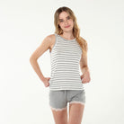 All American Tank Shortie Set In Ivory Stripe - Tank+Short - X-Large