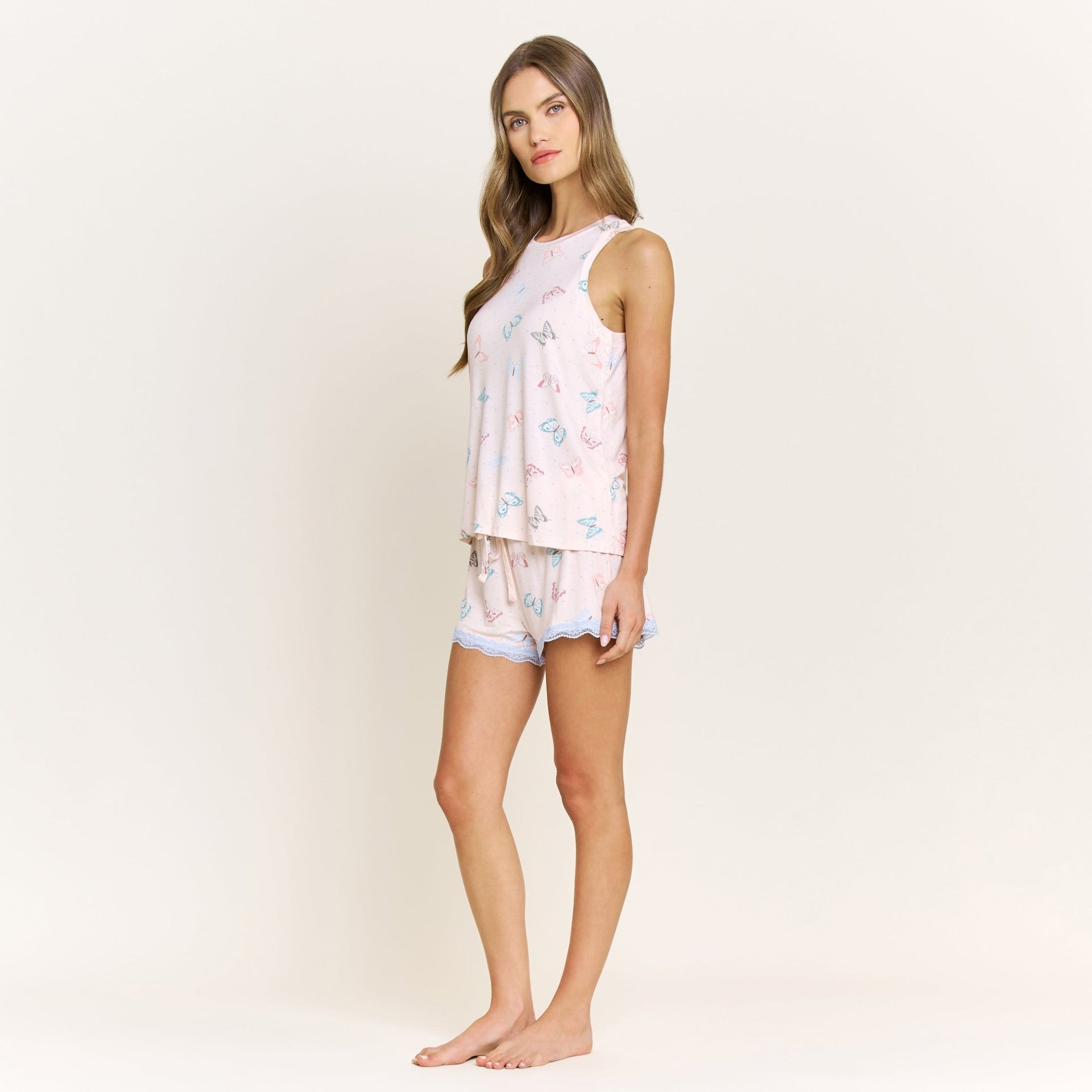 All American Tank Shortie Set in Powdery Peach Butterflies - Shortie Set -