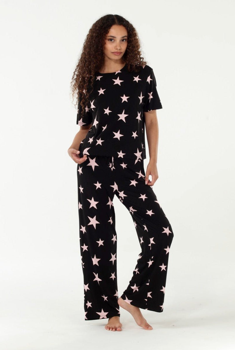 All American Tee Pant Set - Sleepshirt+Pants - Black Stars