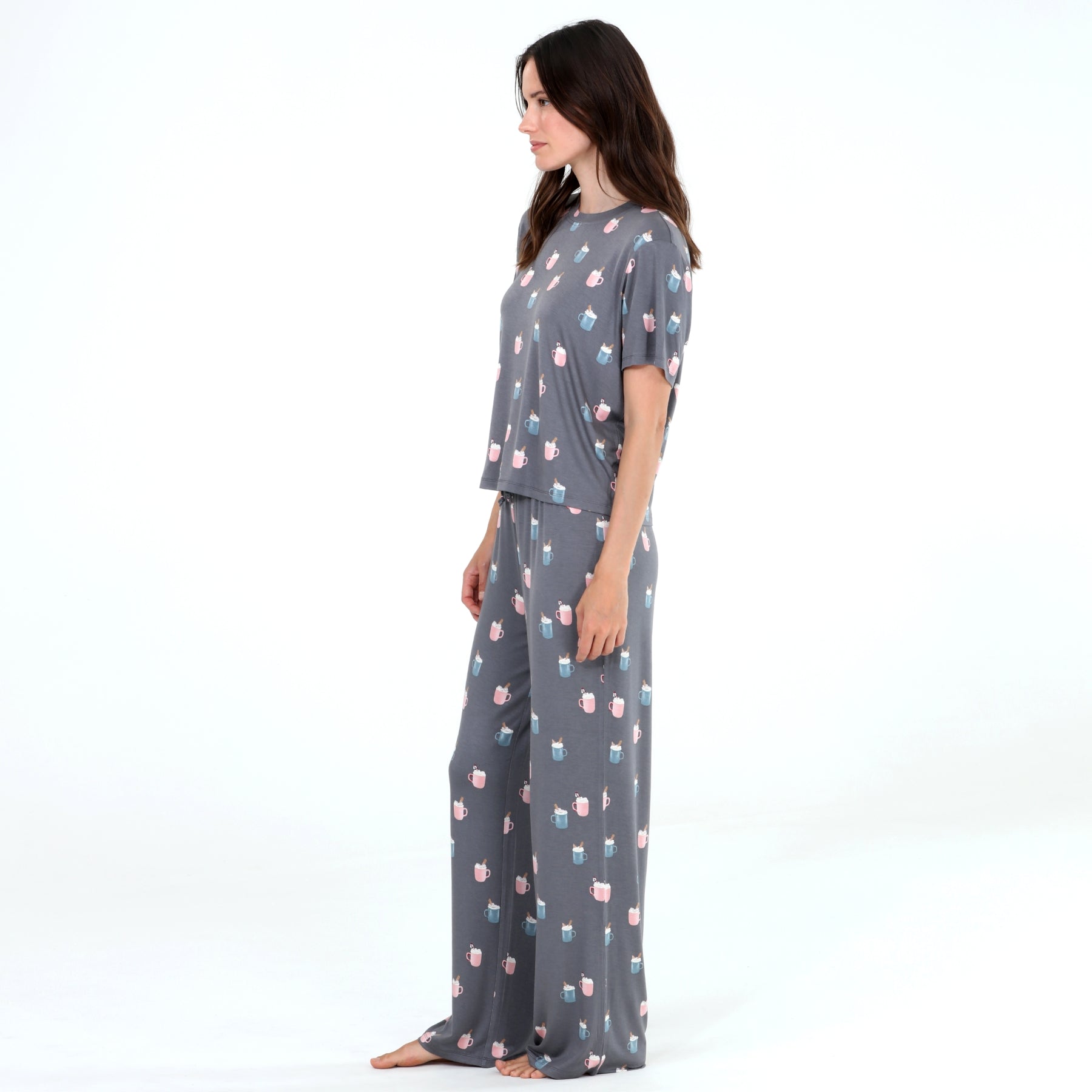 All American Tee Pant Set In Ash Mugs - Sleepshirt+Pants -