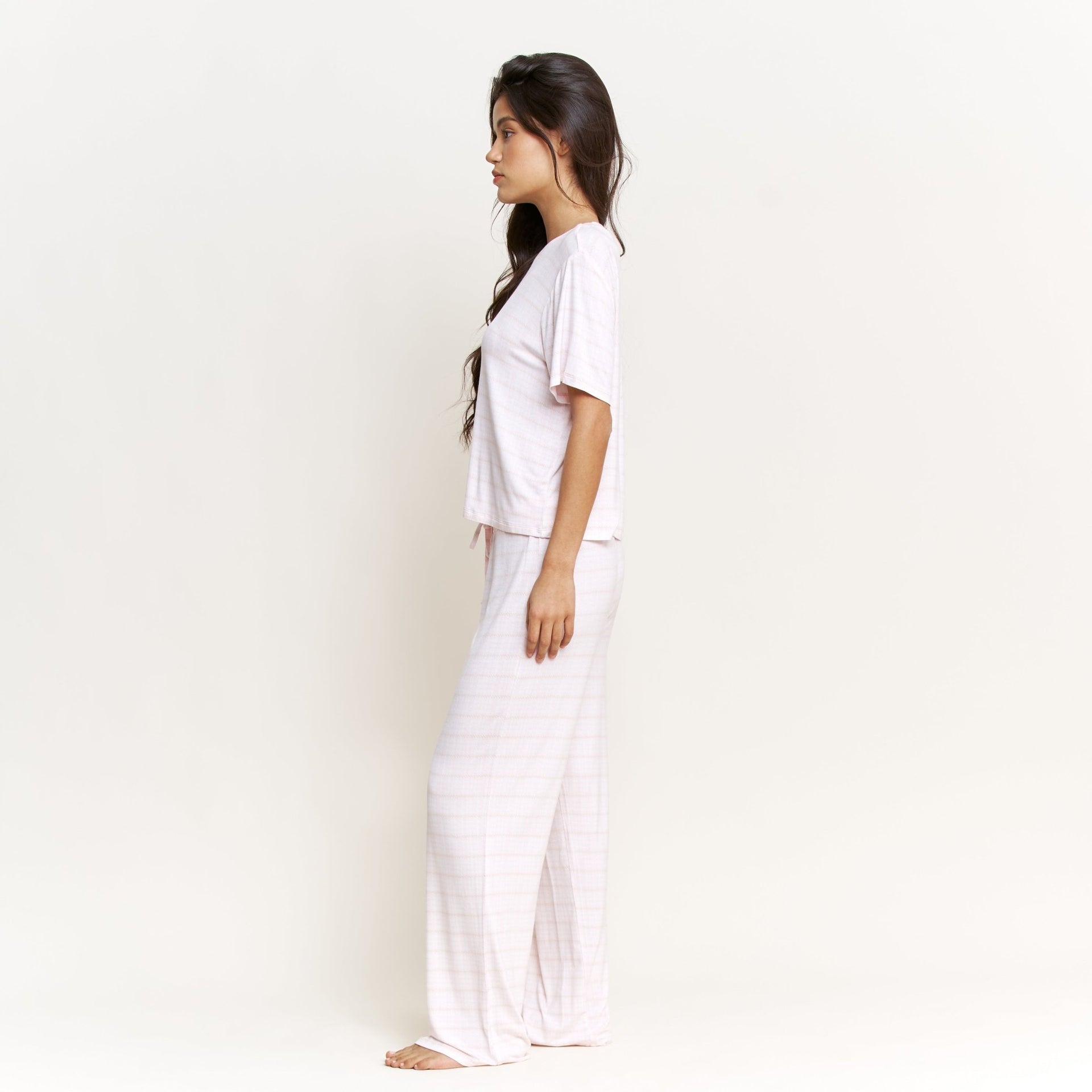 All American Tee Pant Set in Ballet Pink Houndstooth - Sleepwear & Loungewear -