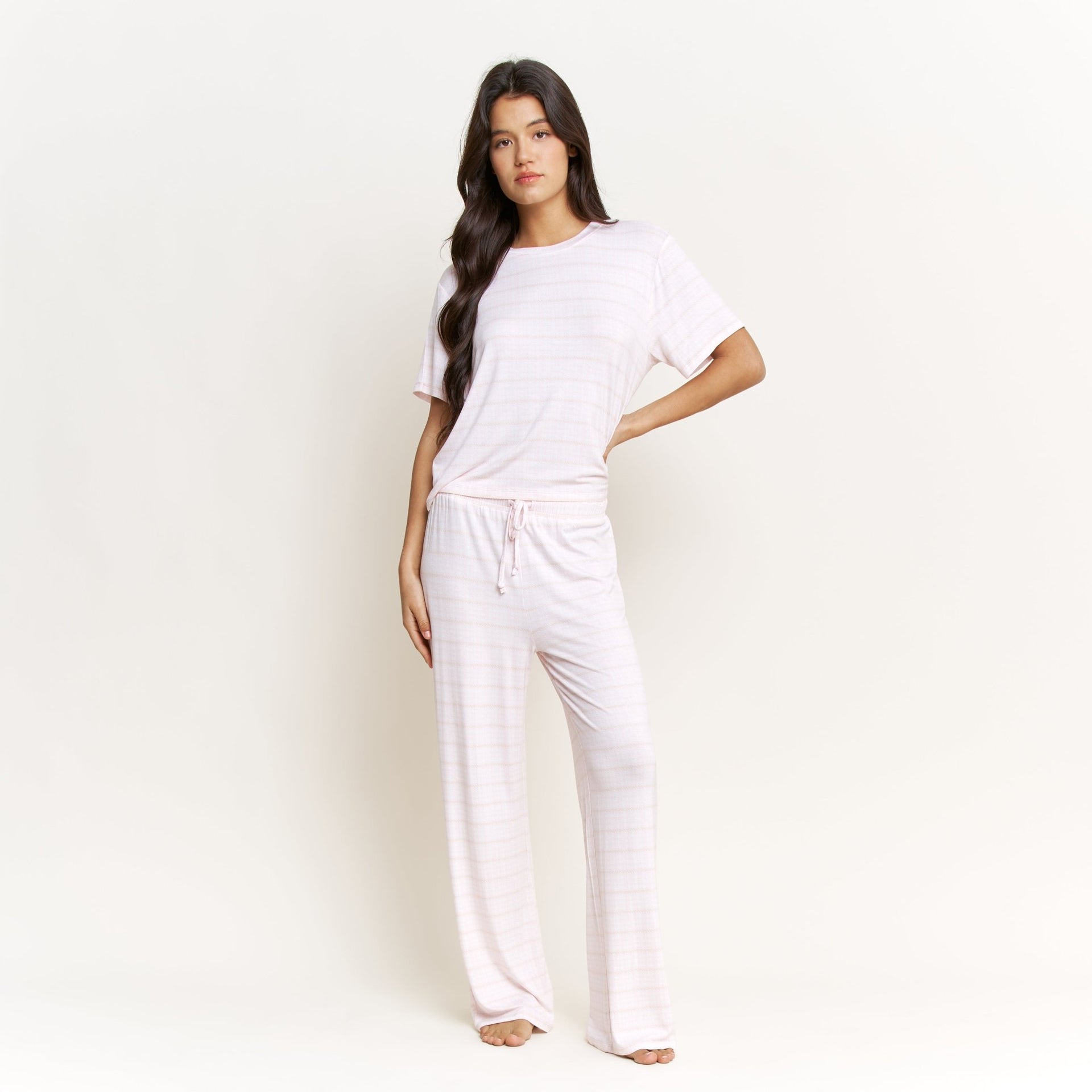 All American Tee Pant Set in Ballet Pink Houndstooth - Sleepwear & Loungewear - XL