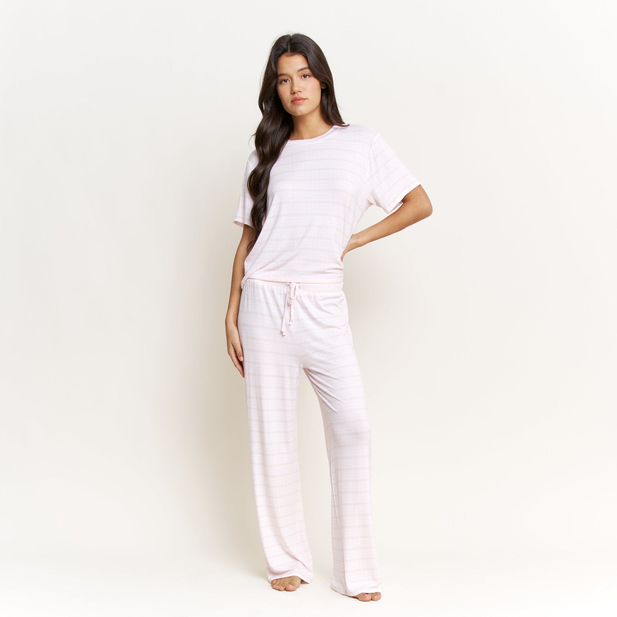 All American Tee Pant Set in Ballet Pink Houndstooth - Sleepwear & Loungewear - XL