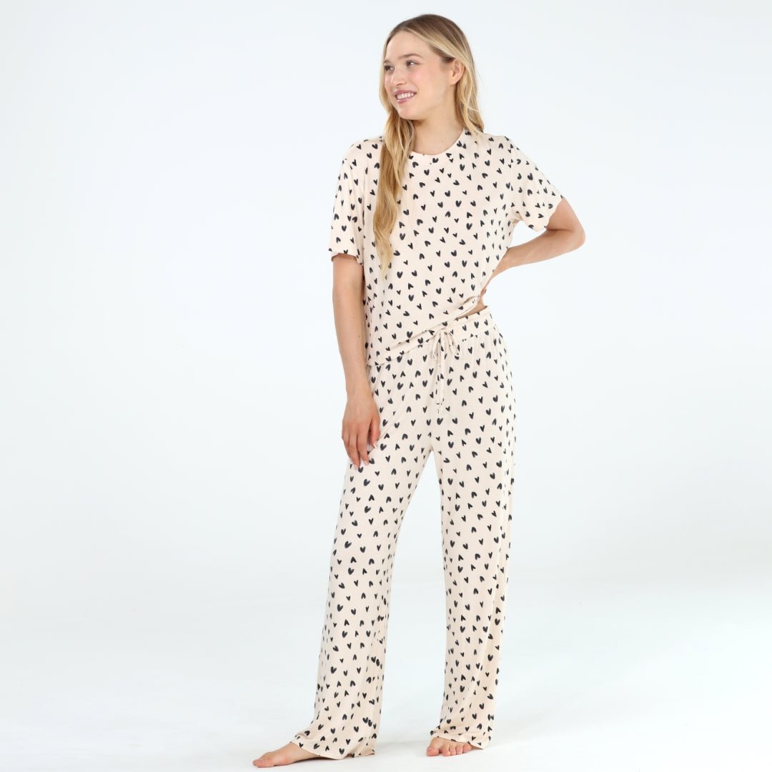 All American Tee Pant Set In Beso Hearts - Sleepshirt+Pants - X-Large