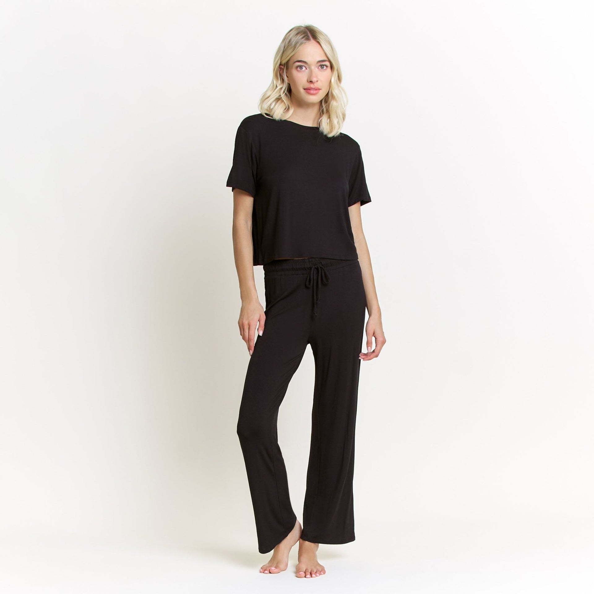 All American Tee Pant Set in Black - Sleepshirt+Pants - XL
