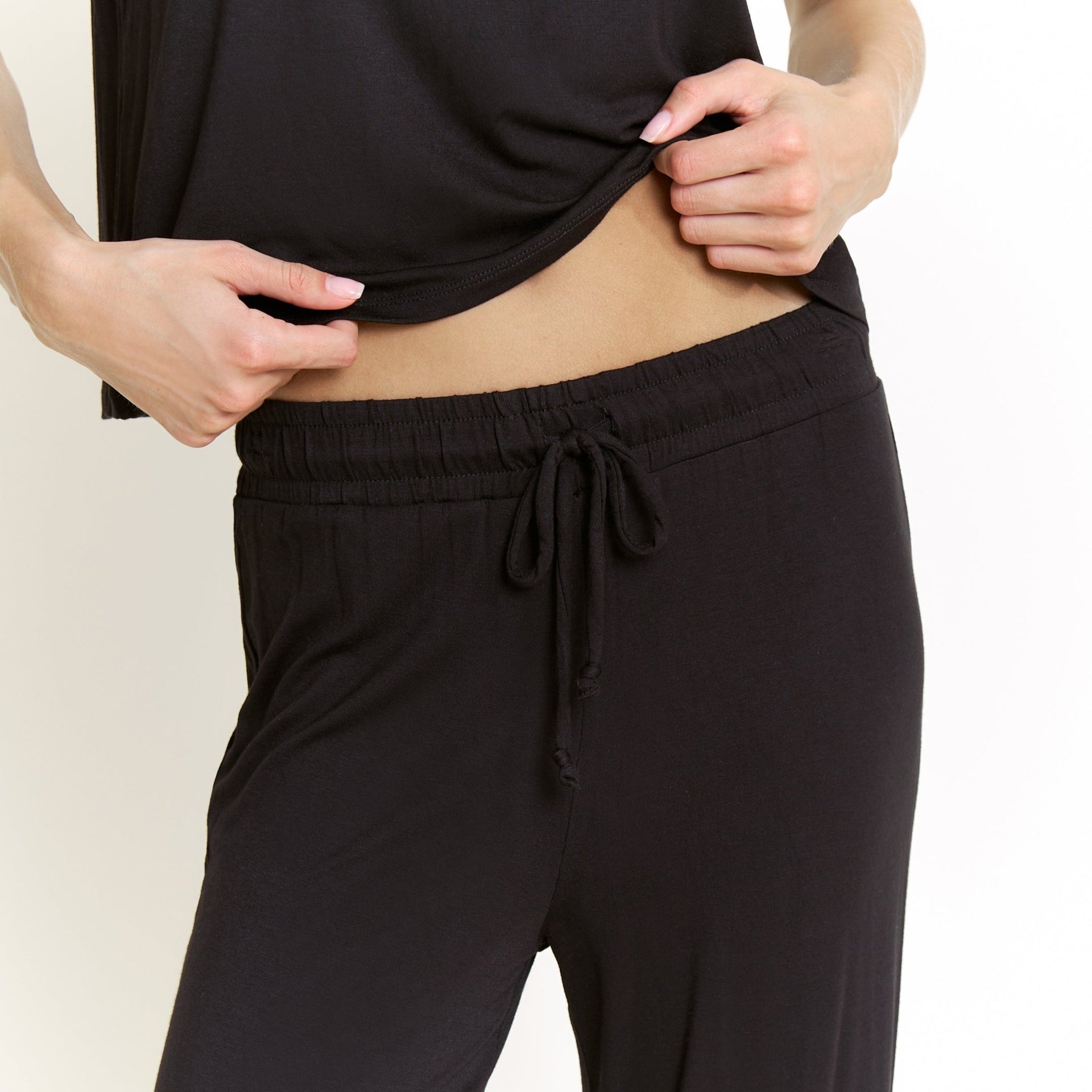All American Tee Pant Set in Black - Sleepshirt+Pants -