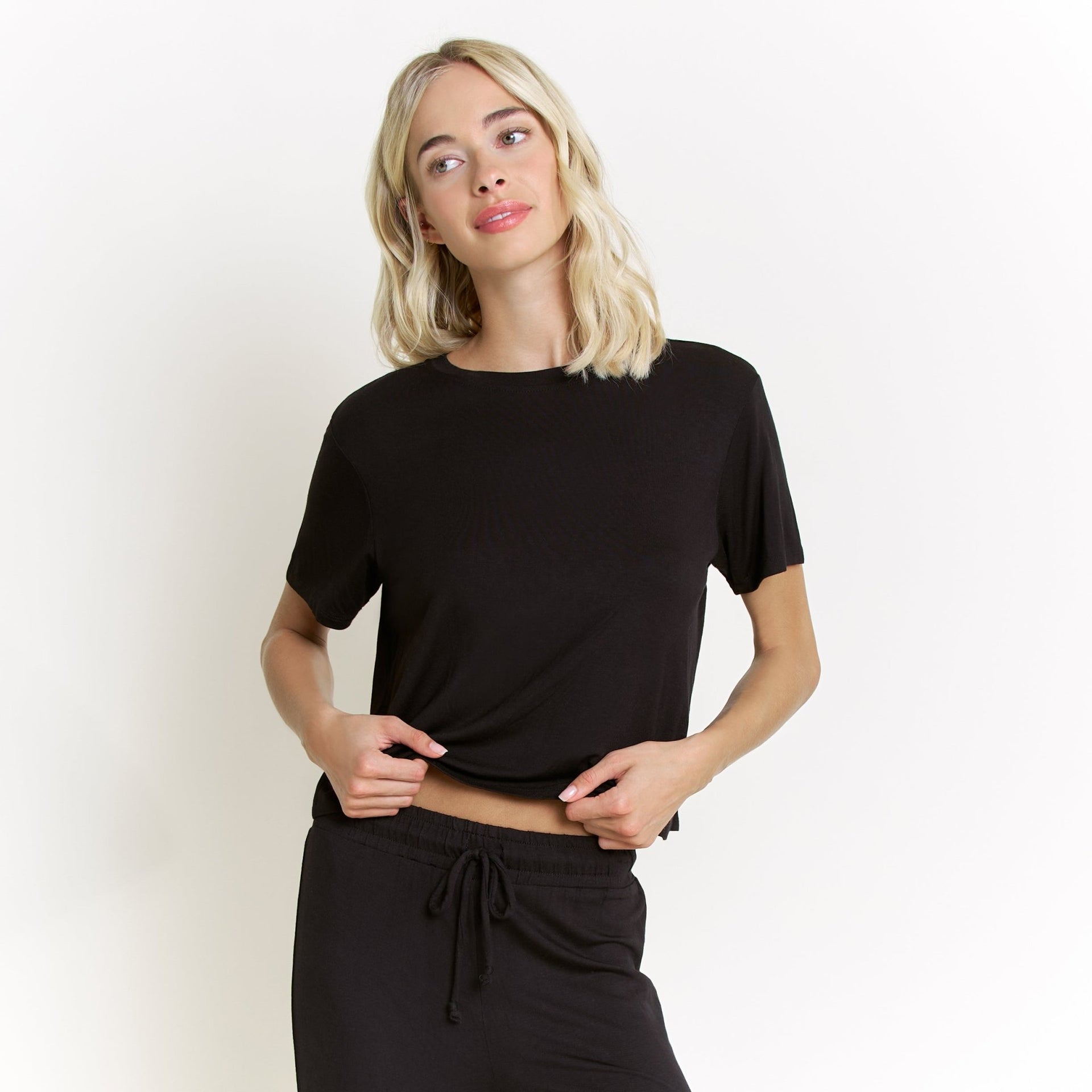 All American Tee Pant Set in Black - Sleepshirt+Pants -