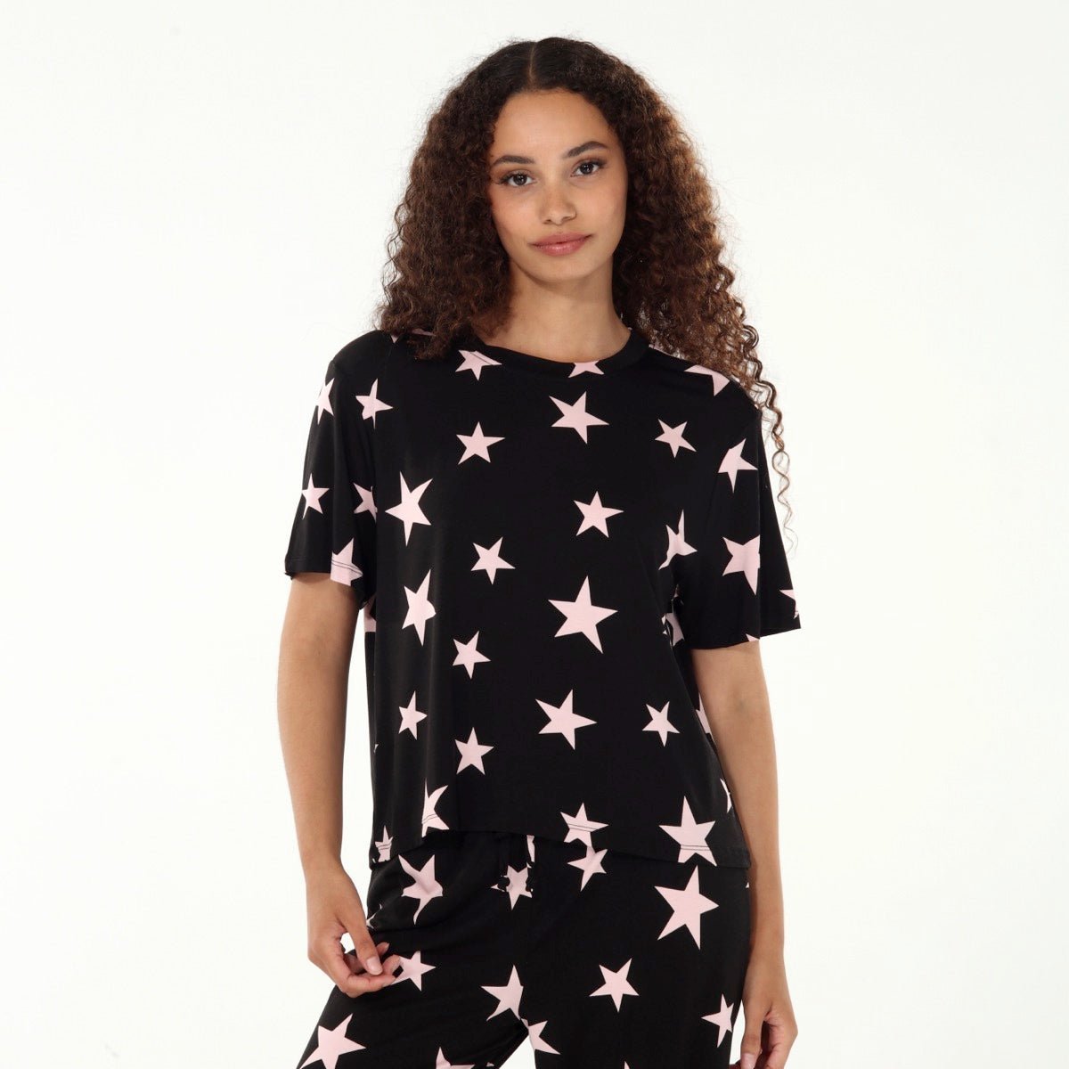 All American Tee Pant Set In Black Stars - Sleepshirt+Pants -