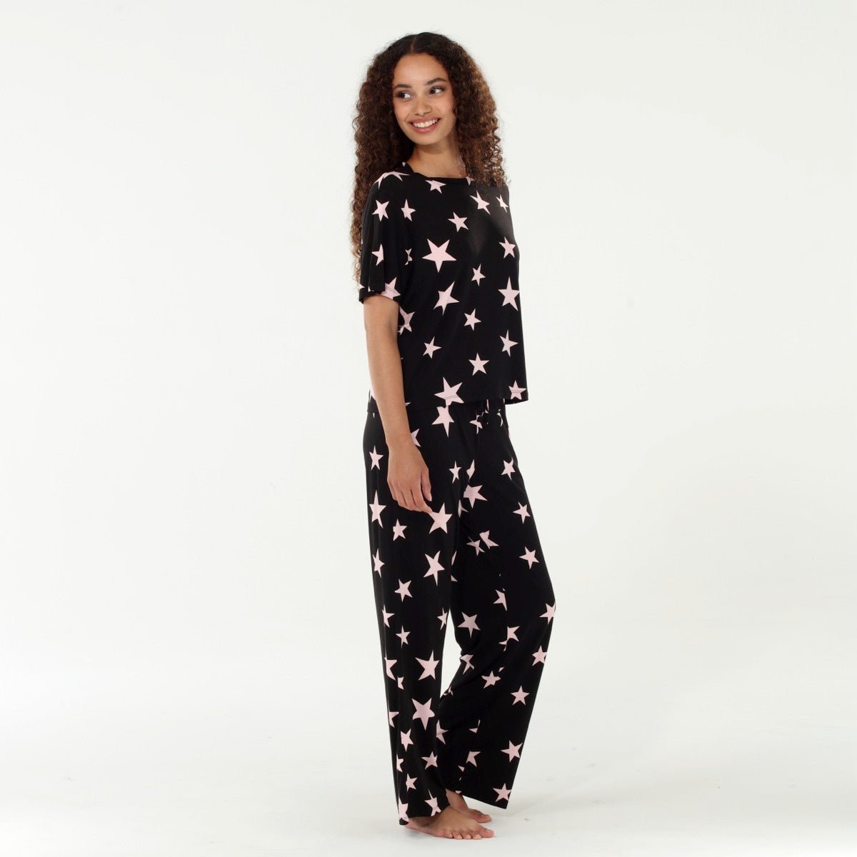 All American Tee Pant Set In Black Stars - Sleepshirt+Pants -