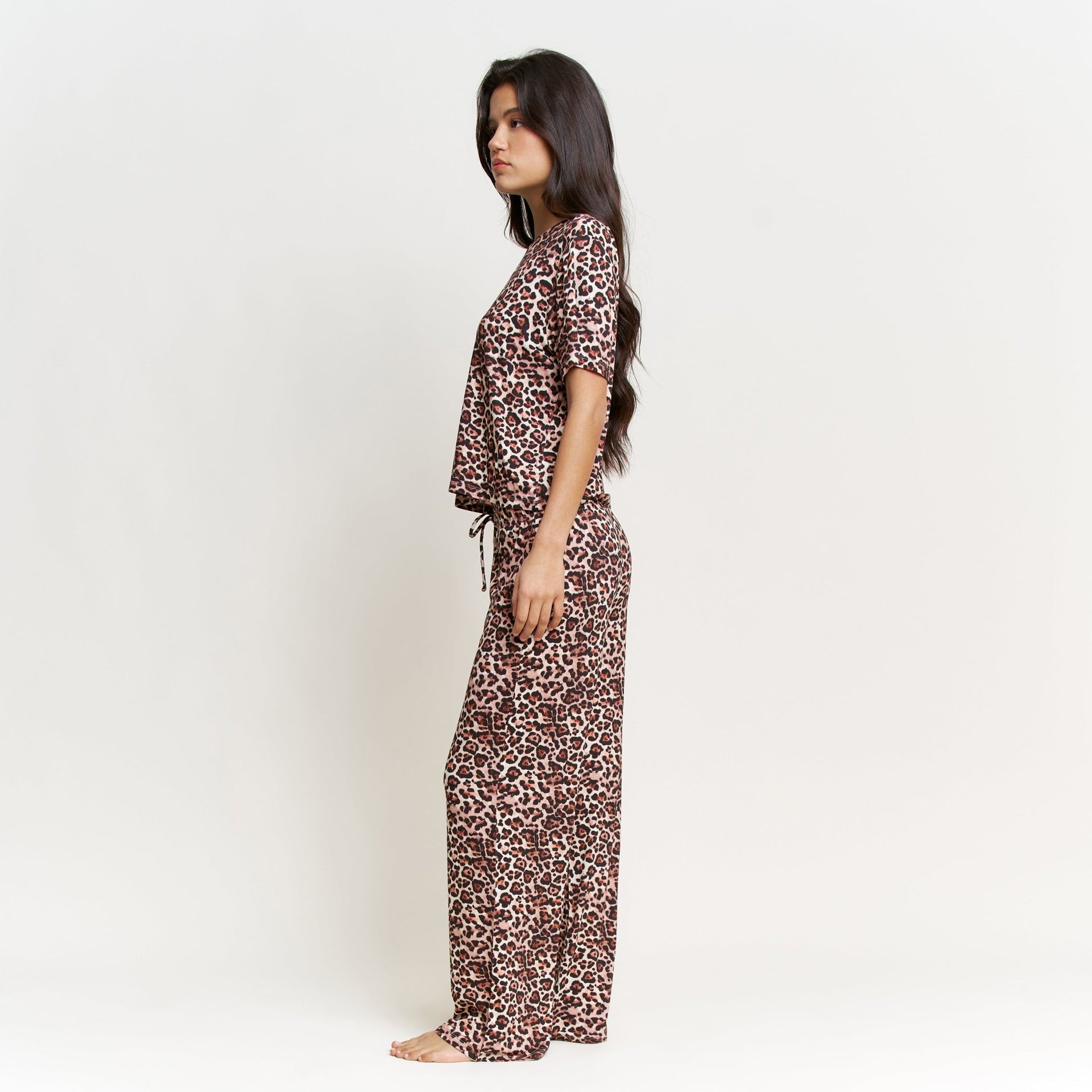 All American Tee Pant Set in Caramel Leopard - Sleepwear & Loungewear -