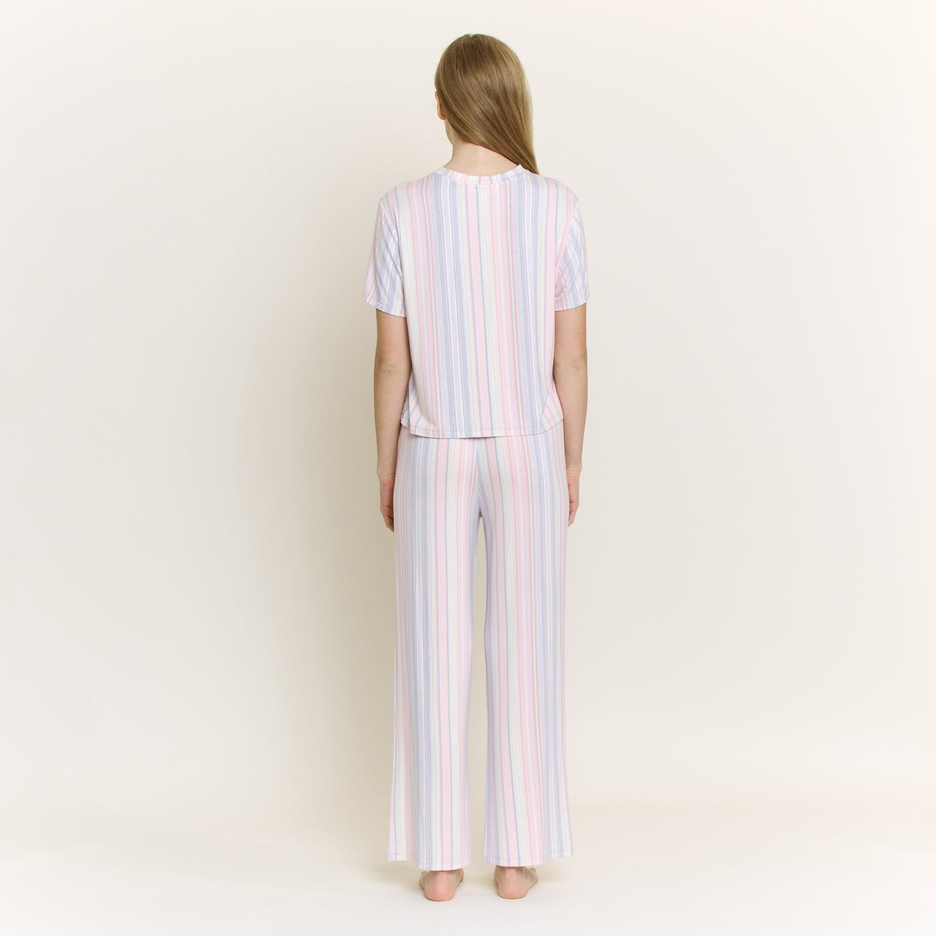 All American Tee Pant Set in Dew Multi Stripe - Honeydew - XS