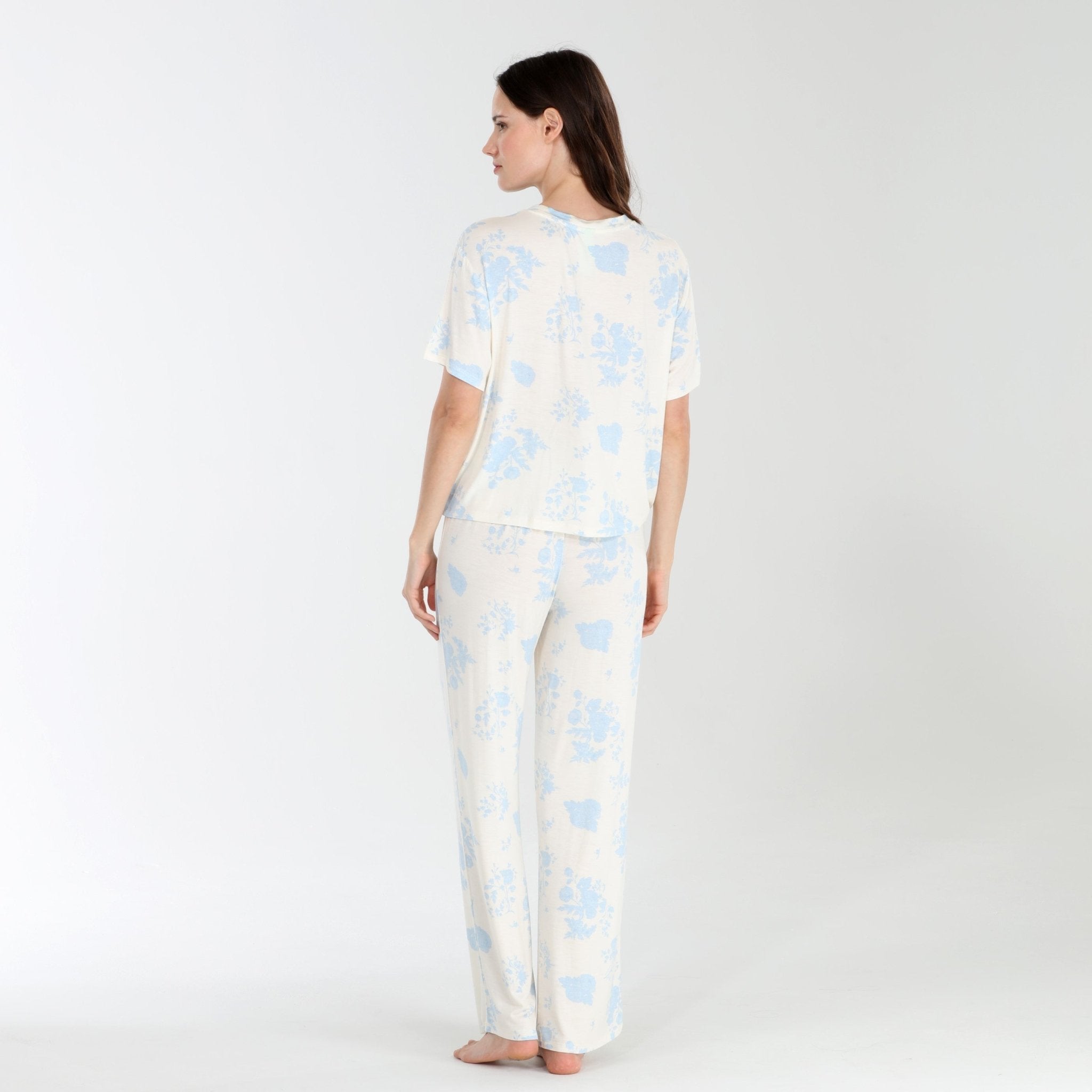 All American Tee Pant Set In Honeymoon Floral - Sleepshirt+Pants -