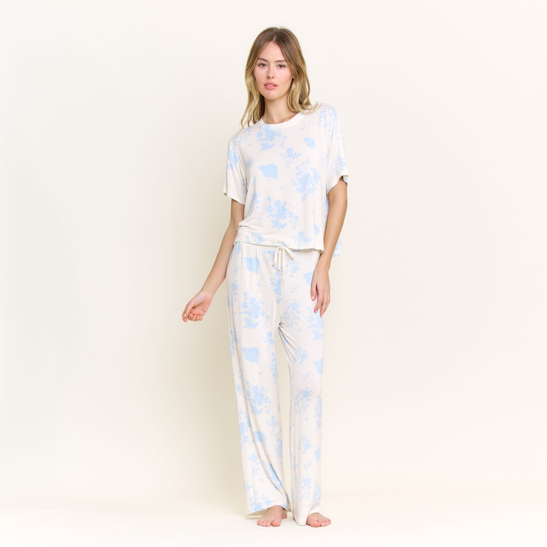 All American Tee Pant Set In Honeymoon Floral - Sleepshirt+Pants - XL