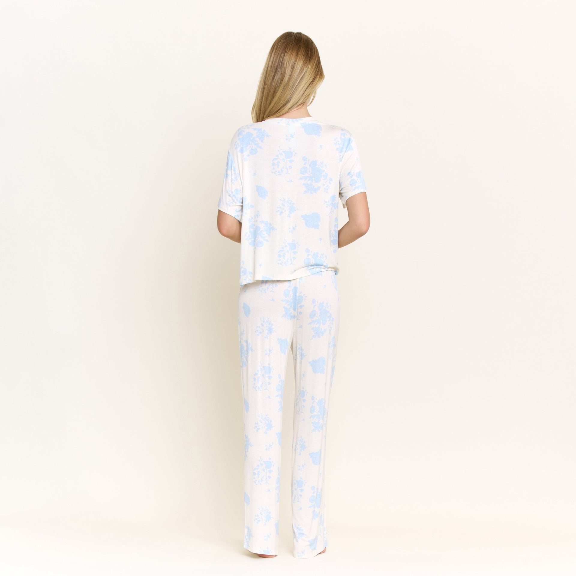 All American Tee Pant Set In Honeymoon Floral - Sleepshirt+Pants -