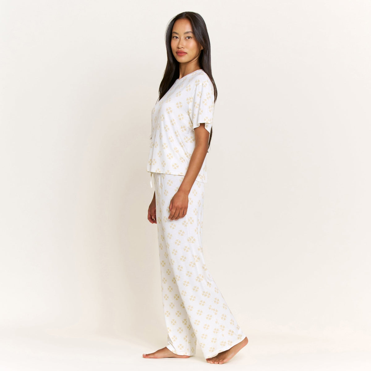 All American Tee Pant Set in Ivory Diamond Bees - Sleepwear & Loungewear -