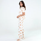 All American Tee Pant Set In Ivory Waffles - Sleepshirt+Pants -