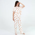 All American Tee Pant Set In Ivory Waffles - Sleepshirt+Pants -