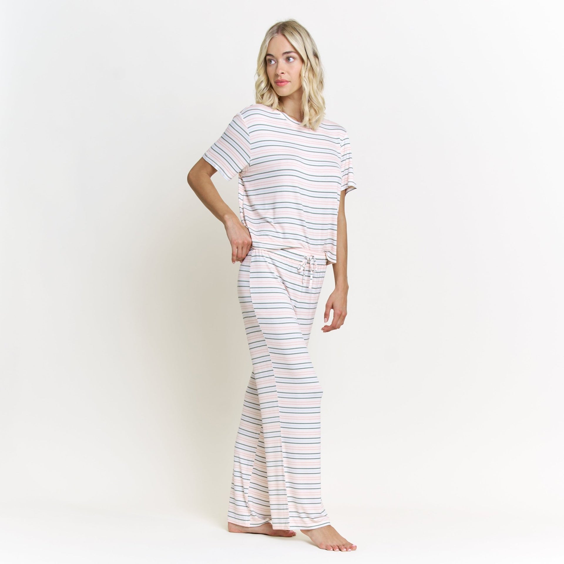 All American Tee Pant Set in Linen Stripe - Sleepwear & Loungewear -