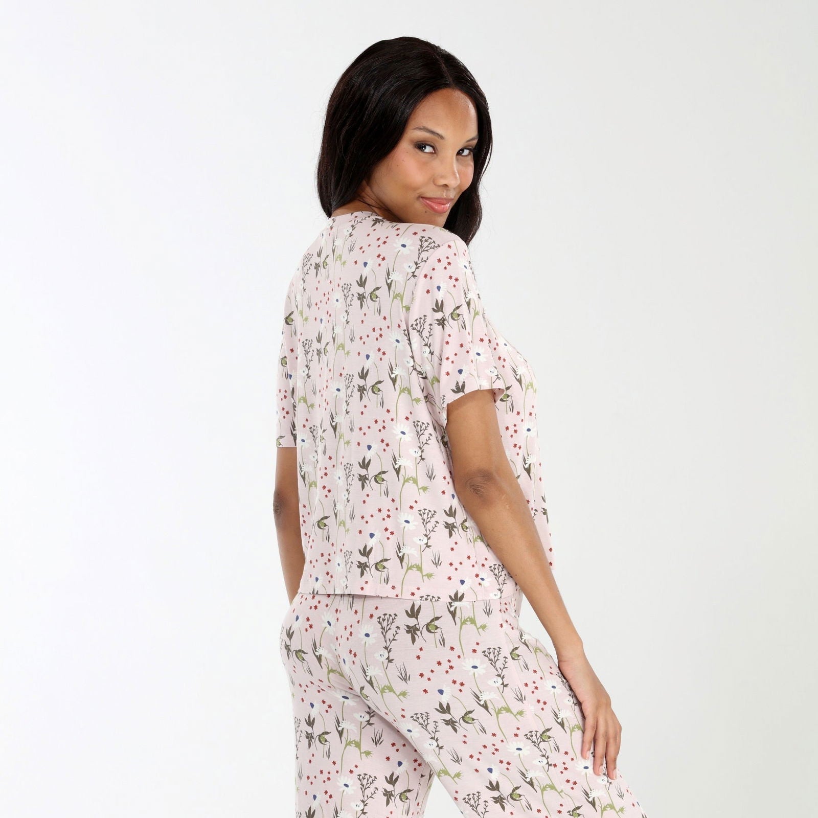 All American Tee Pant Set In Luster Floral - Sleepshirt+Pants -