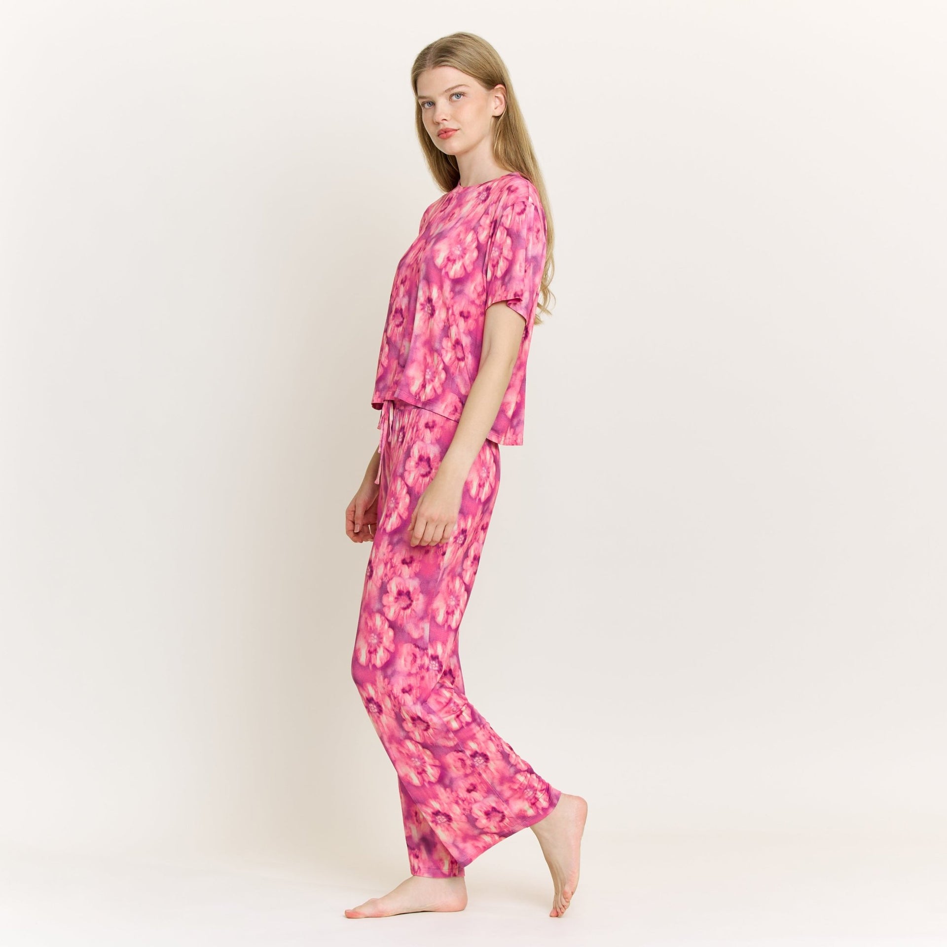 All American Tee Pant Set in Magenta Floral - Sleepwear & Loungewear -