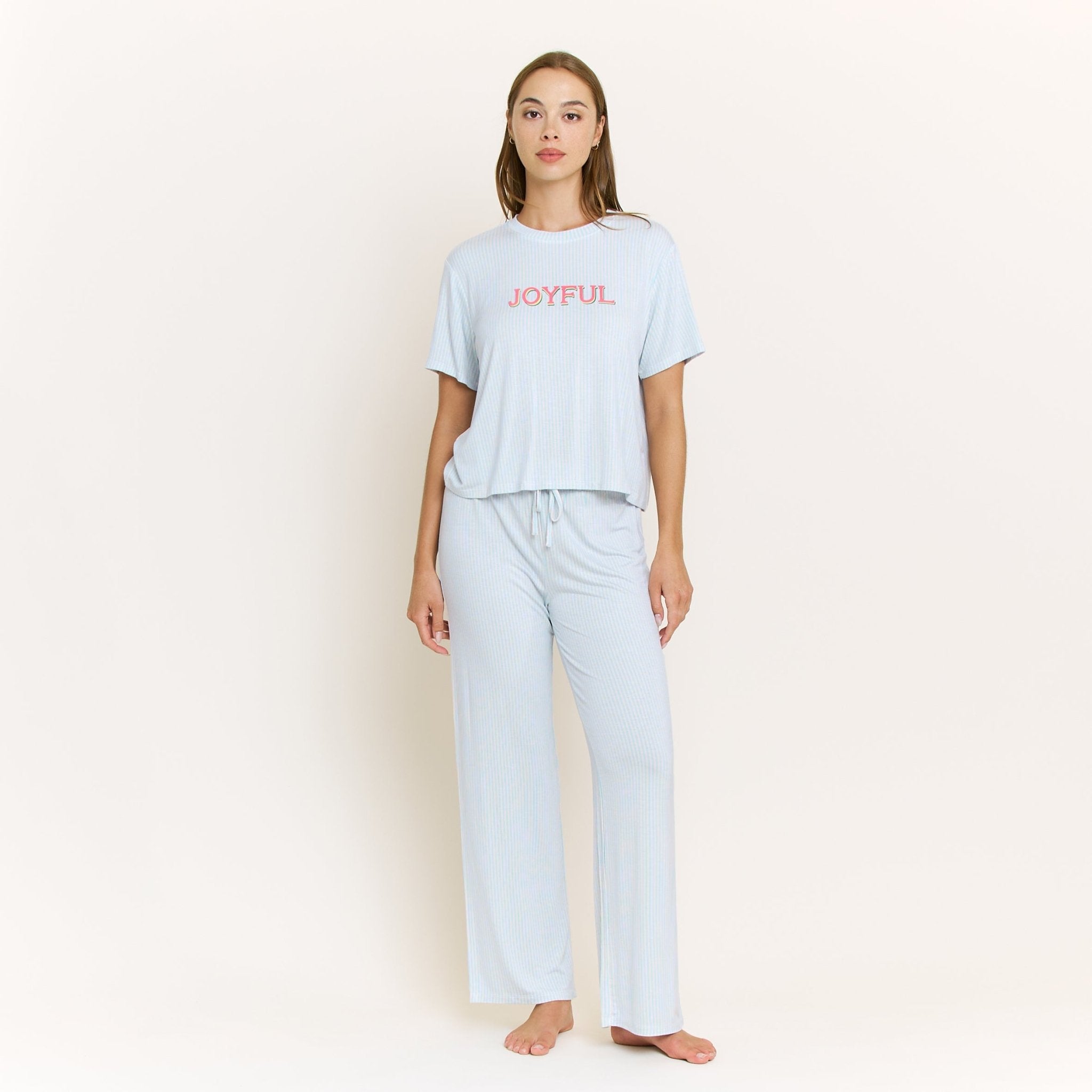 All American Tee Pant Set in Marshmallow Stripe - Sleepwear & Loungewear - XL