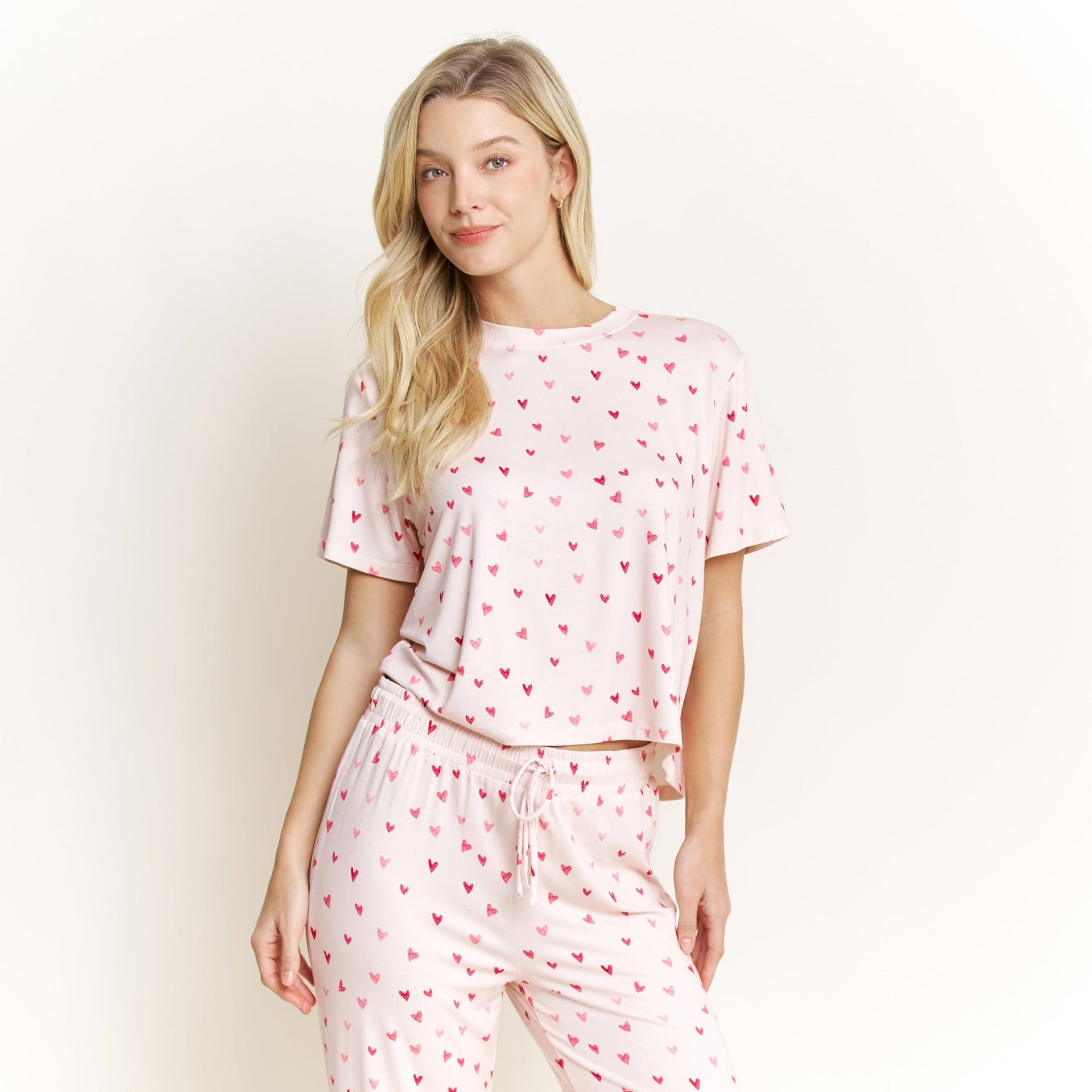 All American Tee Pant Set in Marzipan Hearts - Sleepwear & Loungewear -
