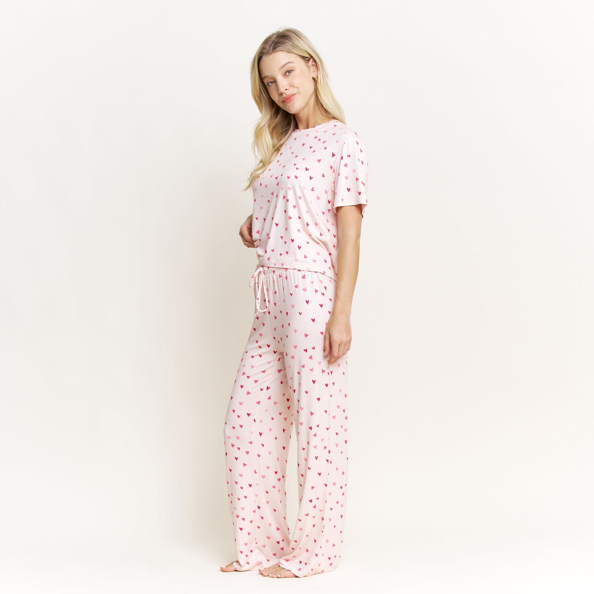 All American Tee Pant Set in Marzipan Hearts - Sleepwear & Loungewear -