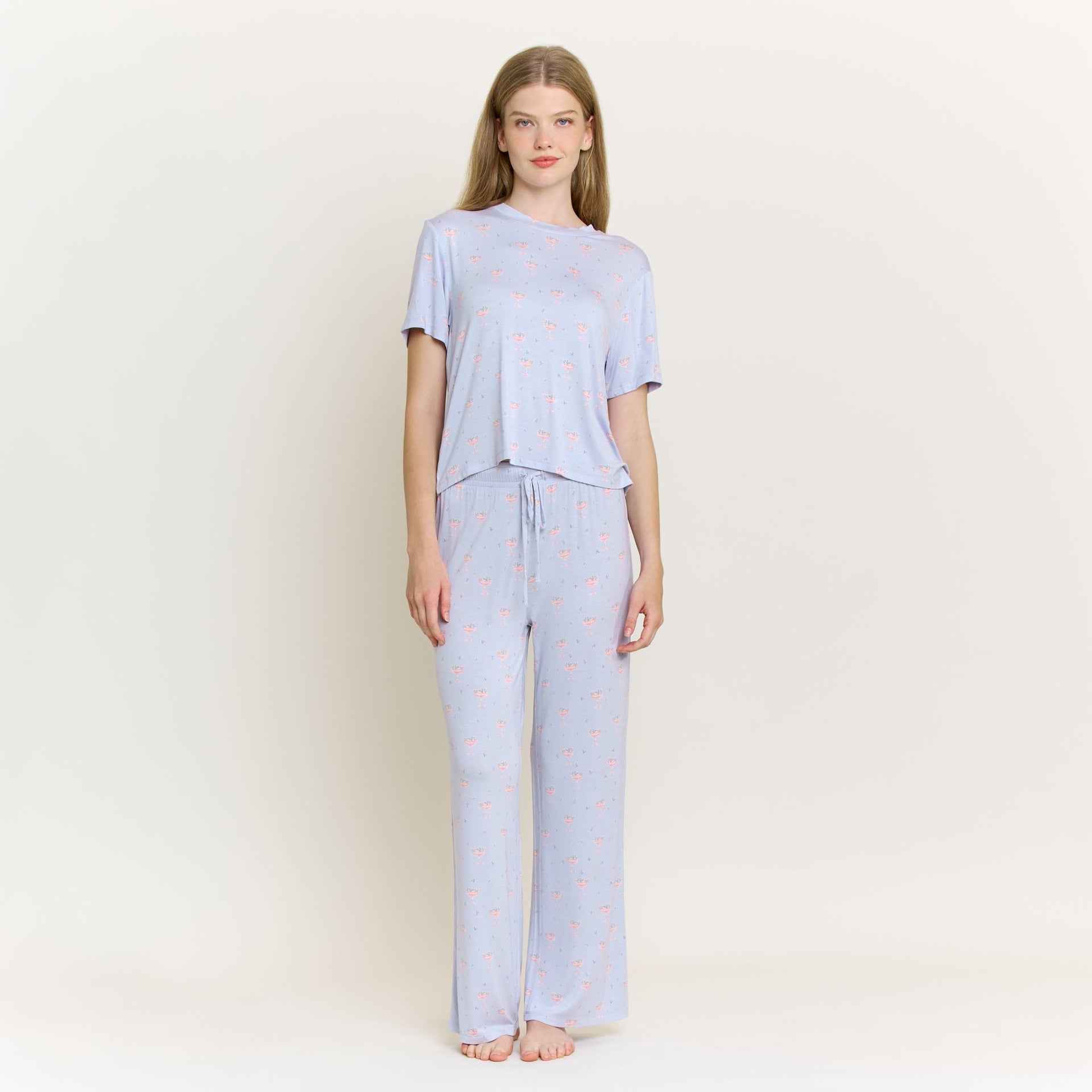 All American Tee Pant Set in Moonbeam Rosé - Honeydew - XS