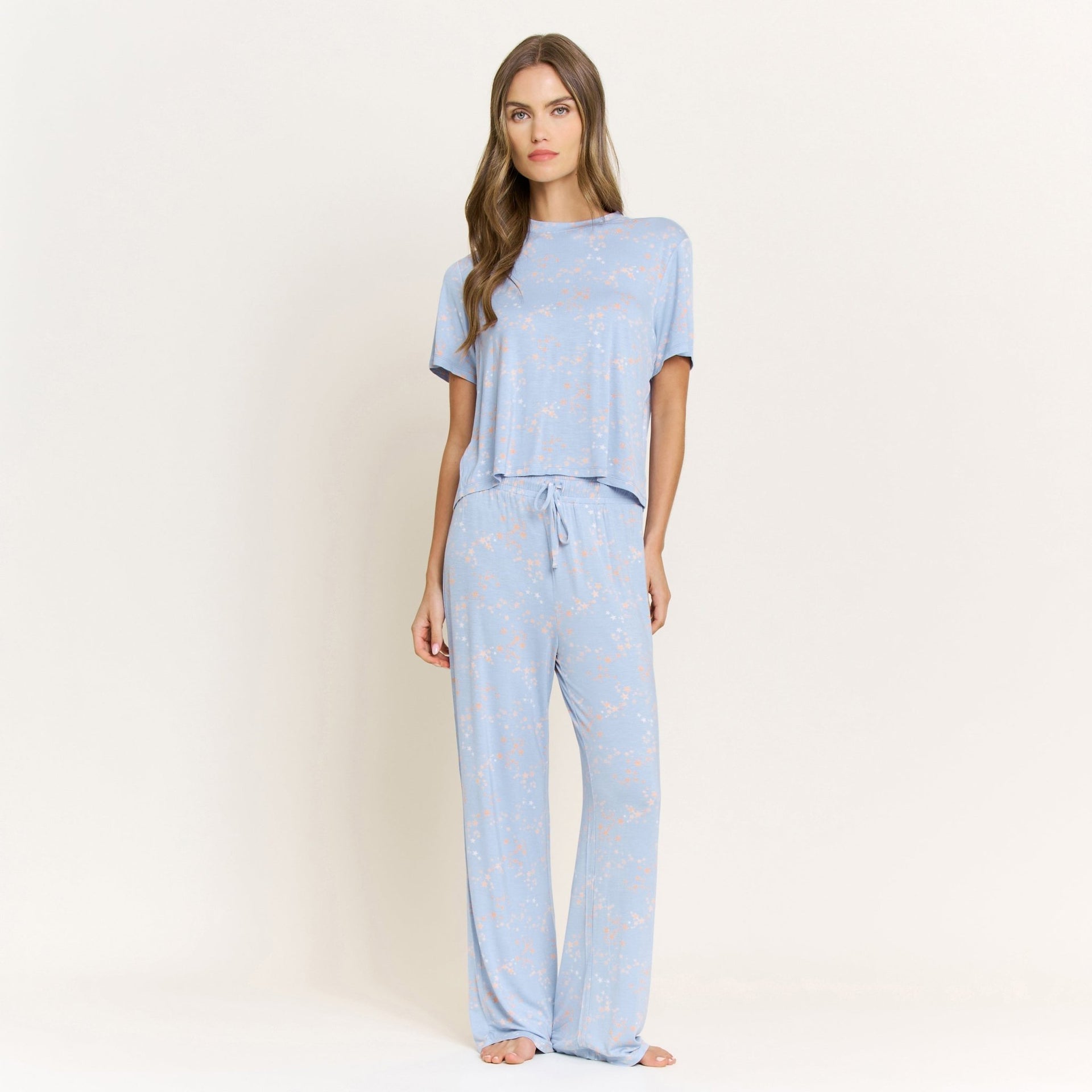 All American Tee Pant Set in Periwinkle Stars - Honeydew - XS