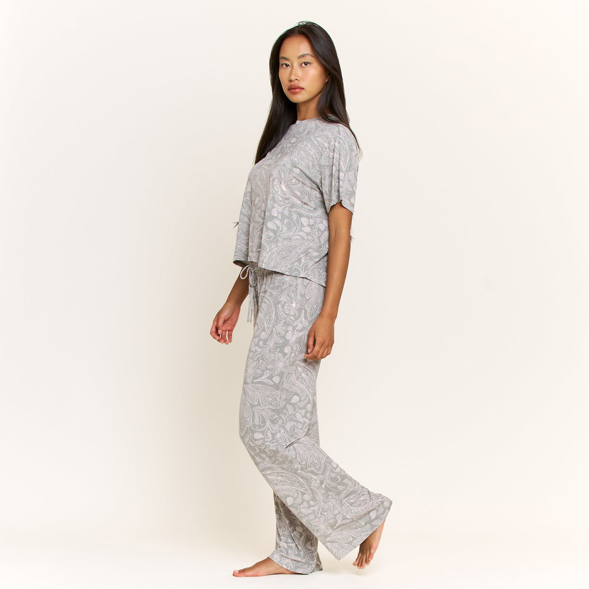 All American Tee Pant Set in Soft Olive Paisley - Sleepwear & Loungewear -
