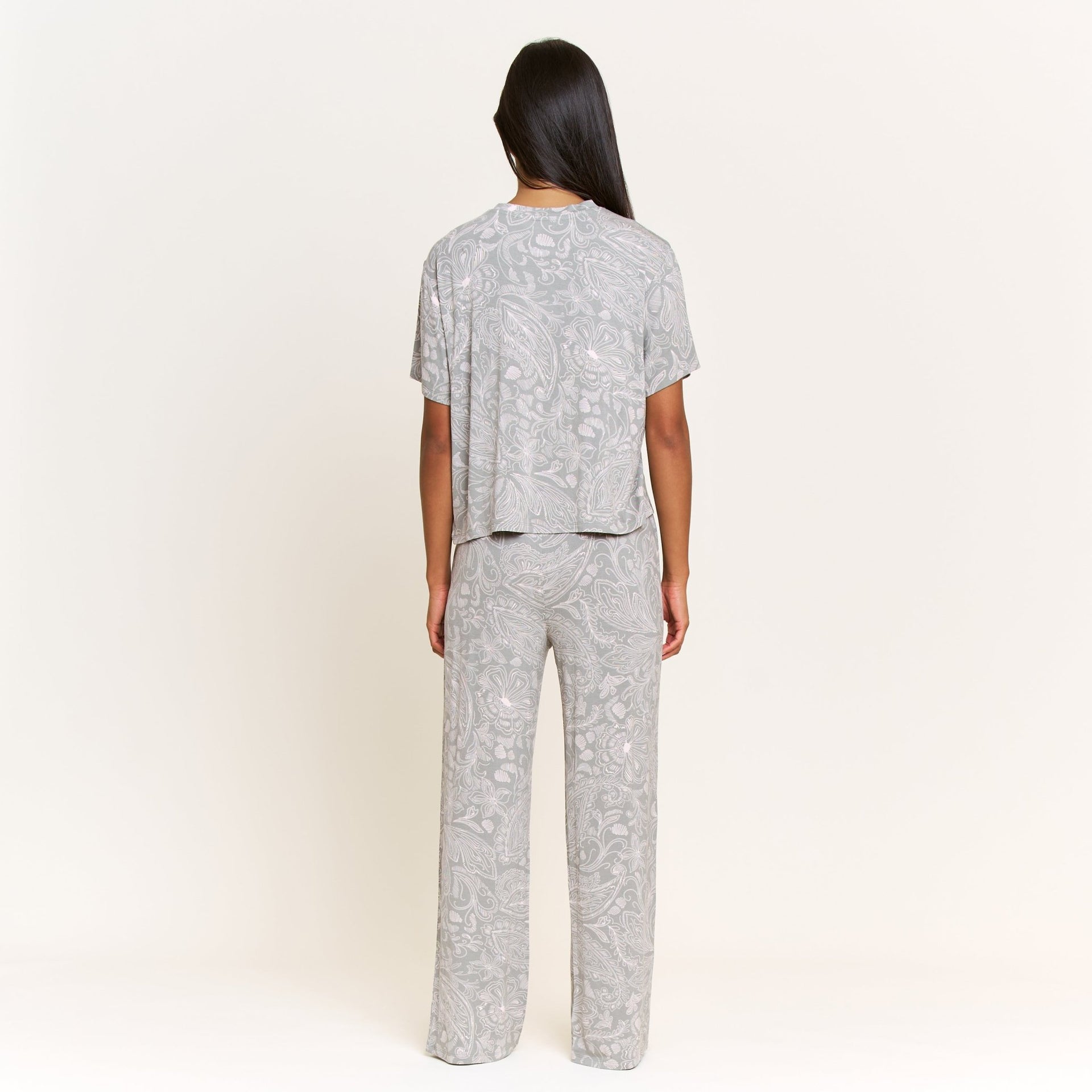 All American Tee Pant Set in Soft Olive Paisley - Sleepwear & Loungewear -
