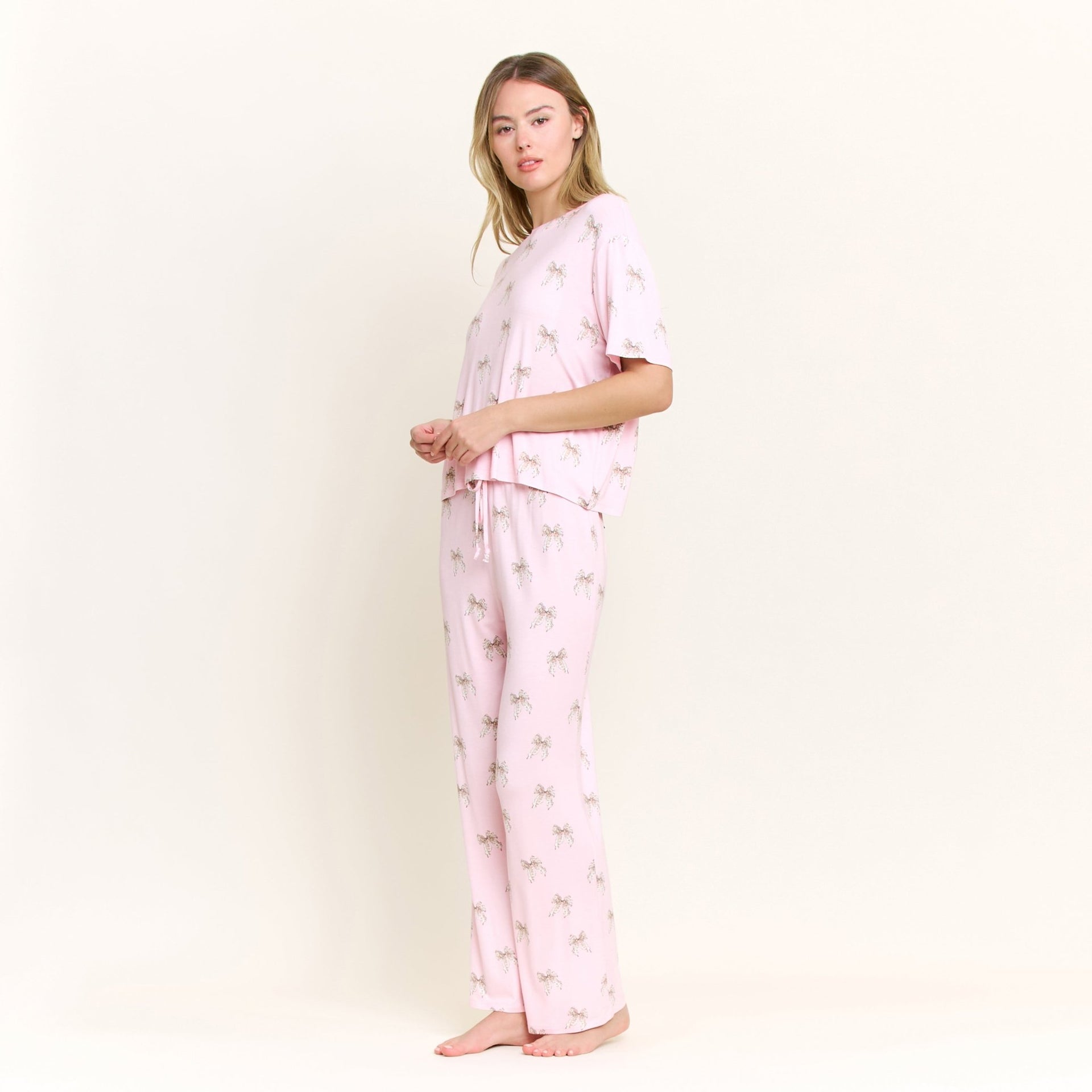 All American Tee Pant Set in Sweetheart Bows - Sleepwear & Loungewear -