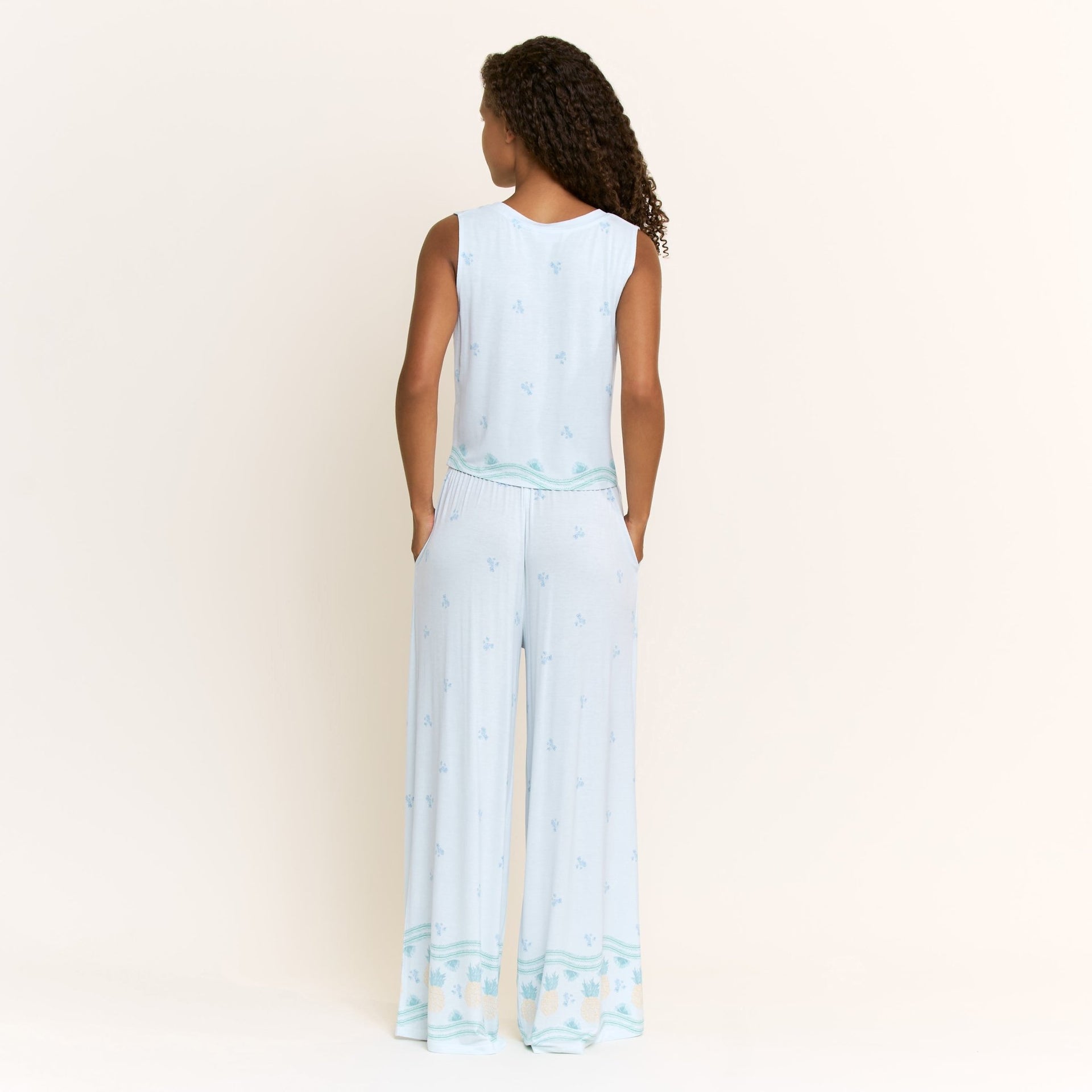 All American V Tank Pant Set in Ocean Glow Pineapple - -