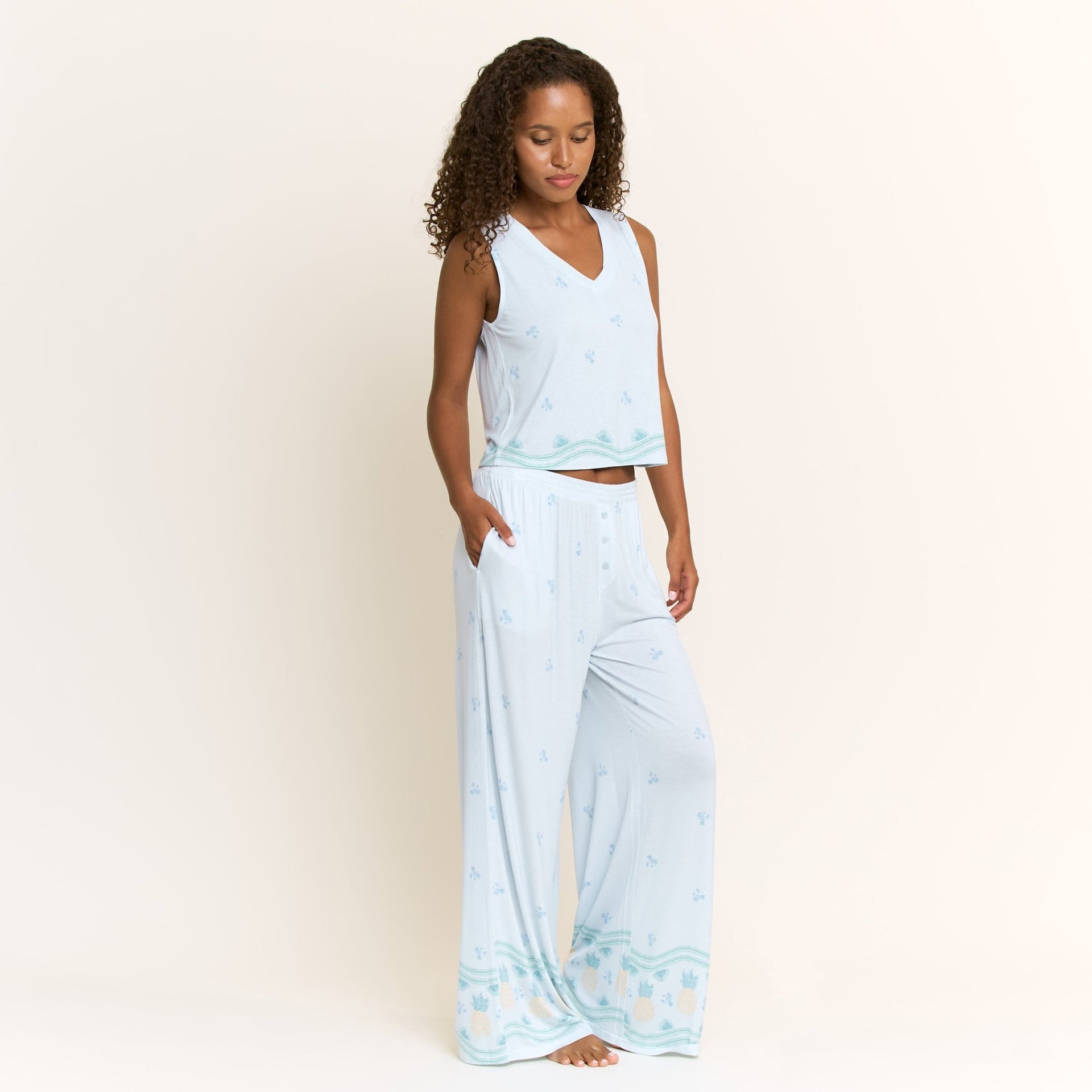 All American V Tank Pant Set in Ocean Glow Pineapple - -