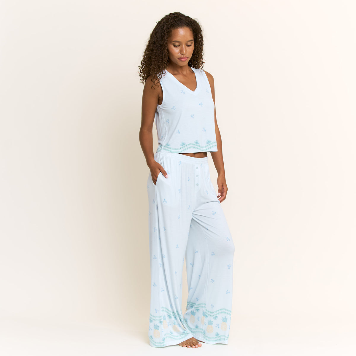 All American V Tank Pant Set in Ocean Glow Pineapple - Sleepwear & Loungewear -