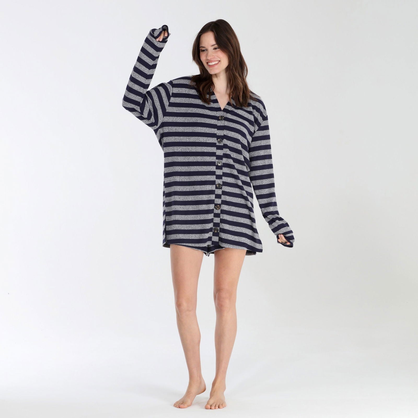 All Set Cardigan In Nova Stripe - -