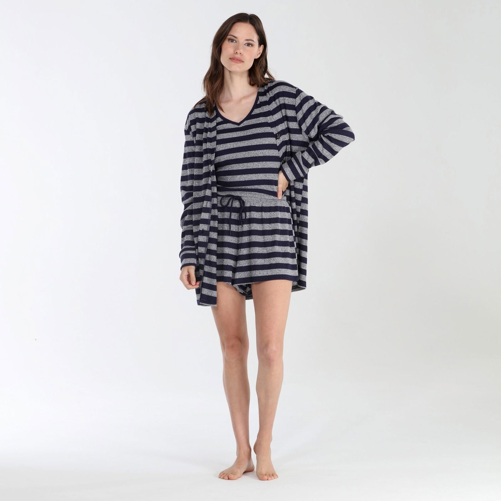 All Set Cardigan In Nova Stripe - -