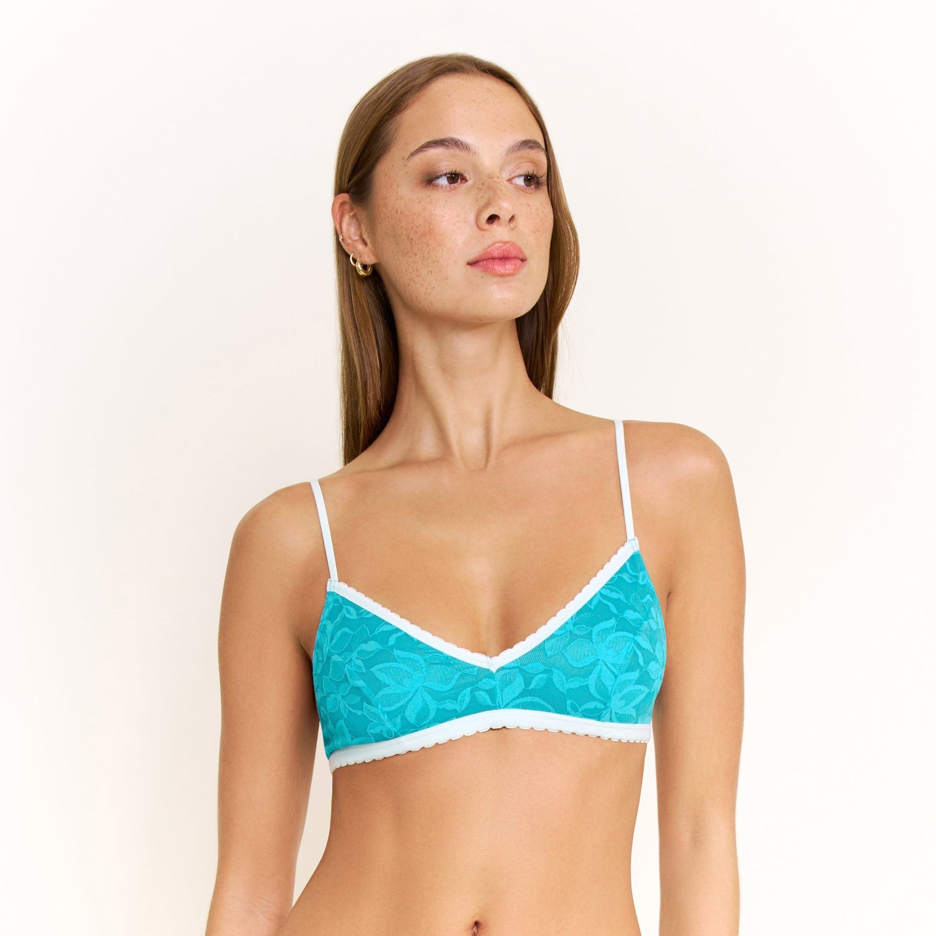 Azlin Bralette in Teal Tropic - -