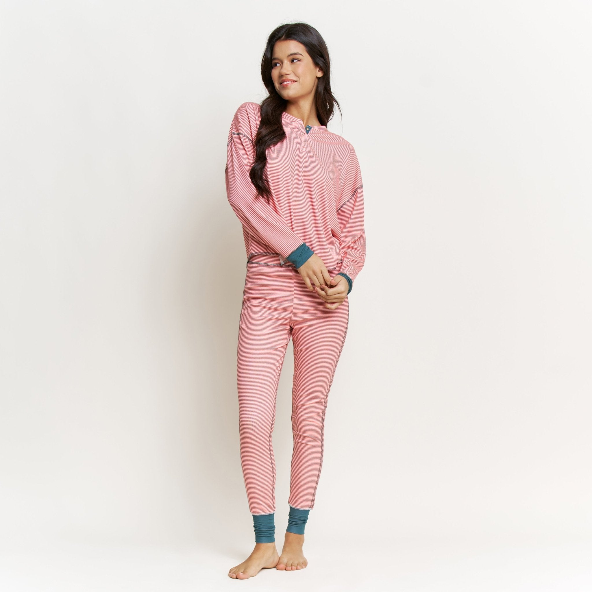 Back In Bed Long Set in Baby Stripe - Sleepshirt+Pants - XL