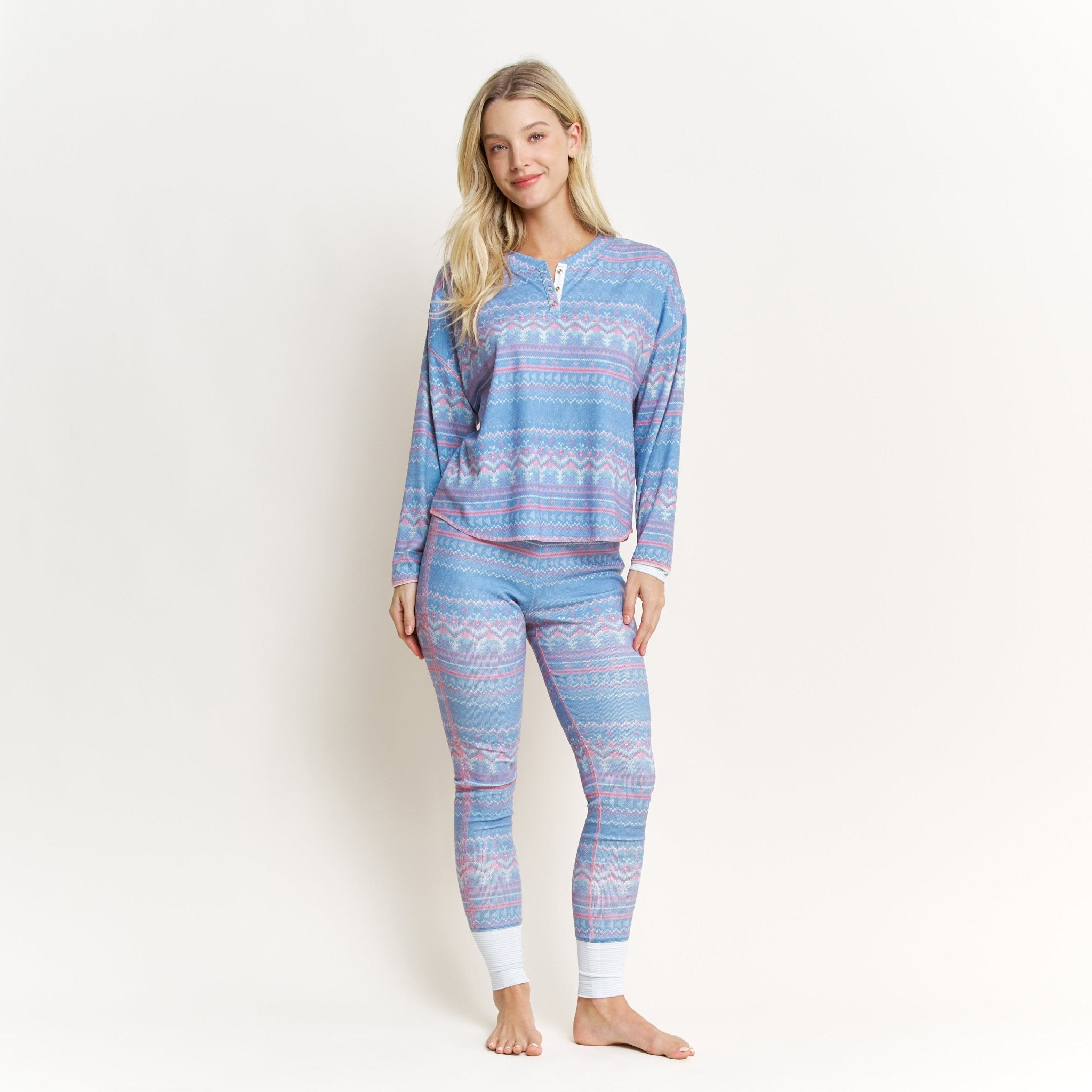 Back In Bed Long Set in Daybreak Fair Isle - Sleepshirt+Pants - XL