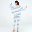 Back In Bed Long Set in Earl Grey Stripe - Sleepshirt+Pants -