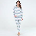 Back In Bed Long Set in Earl Grey Stripe - Sleepshirt+Pants - X-Large