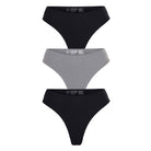 Bailey Thong 3-Pack in Black/Heather Grey/Black - Panty -