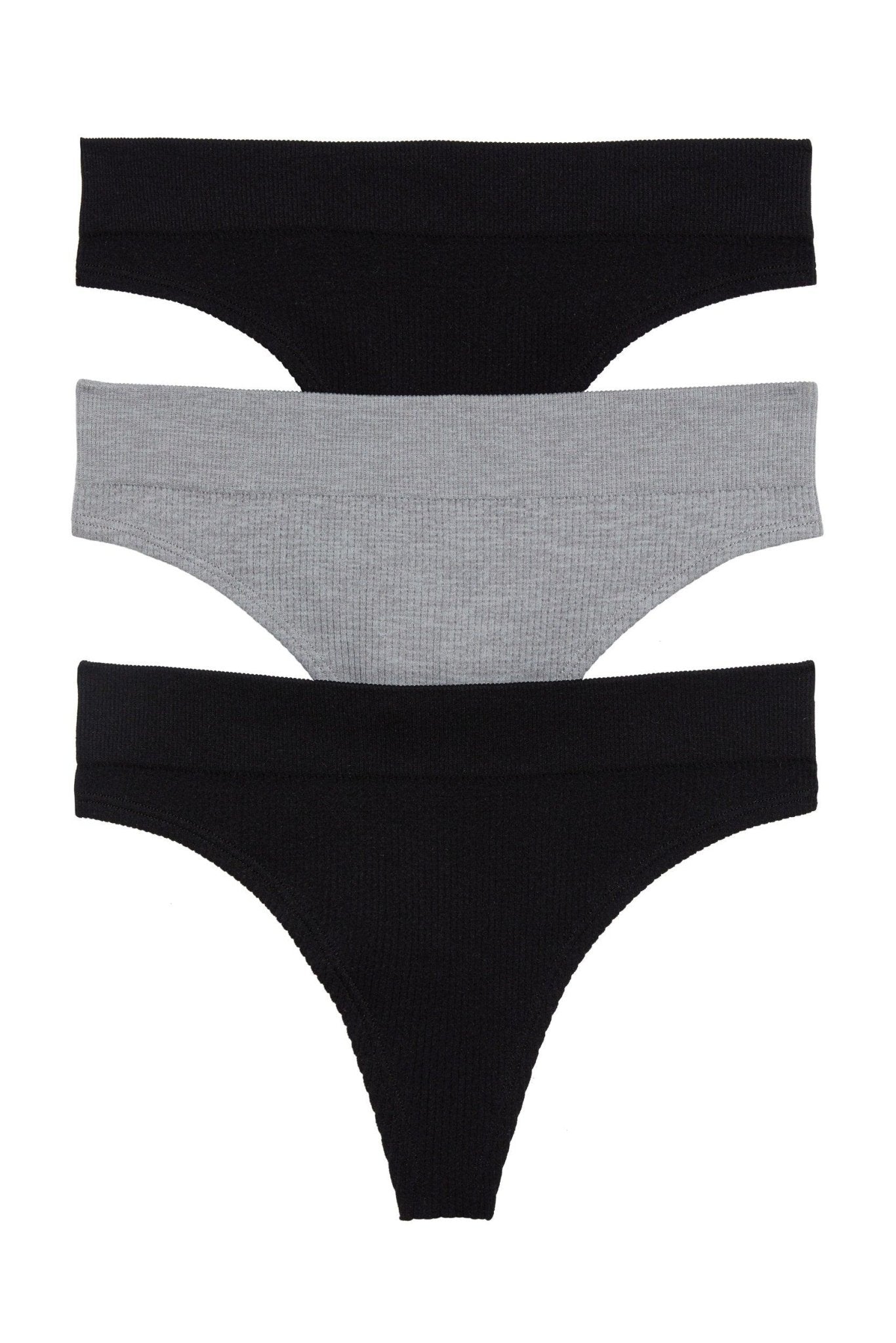 Bailey Thong 3-Pack in Black/Heather Grey/Black - Panty -