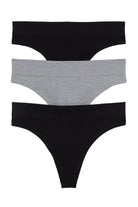 Bailey Thong 3-Pack in Black/Heather Grey/Black - Panty -