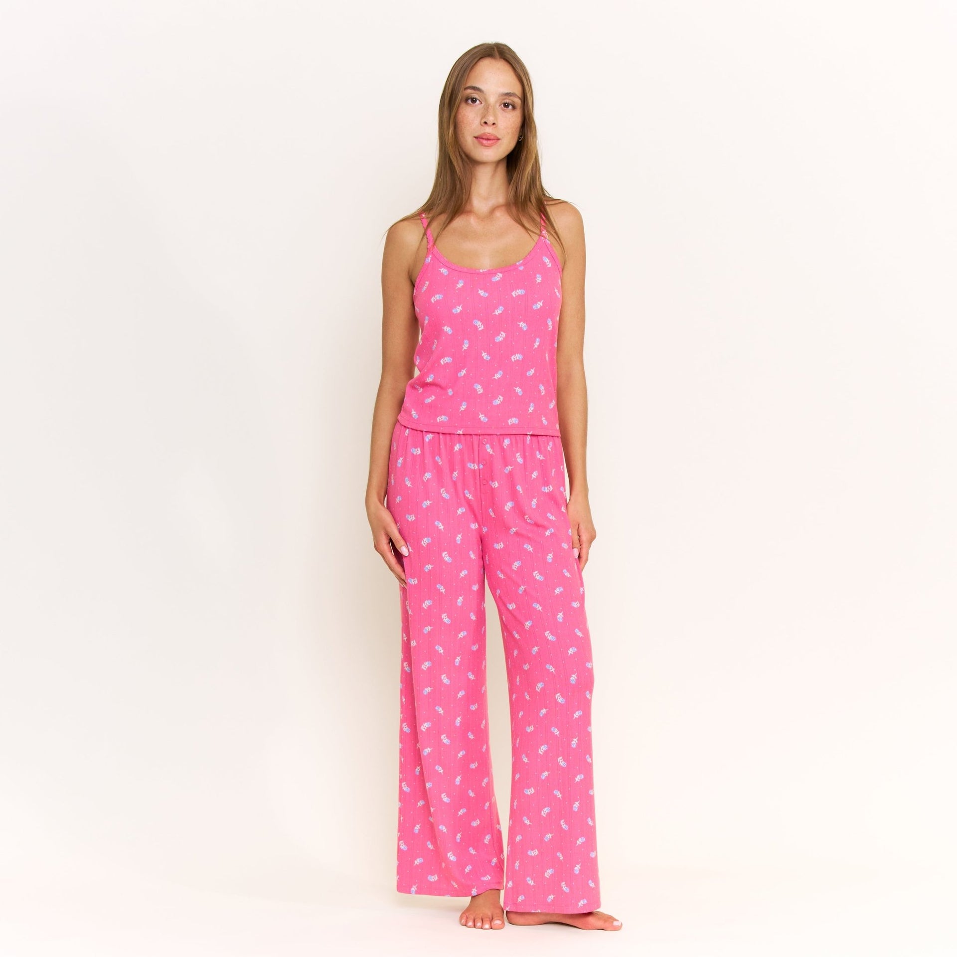 Blissful Cami Pant Set in Fuchsia Wild Rose - -