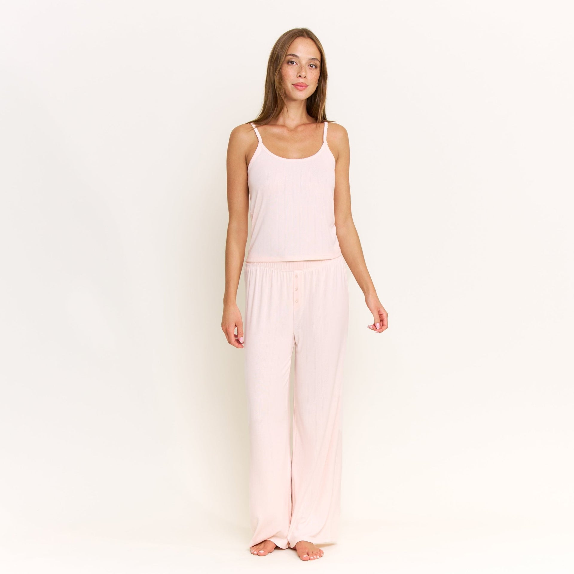 Blissful Cami Pant Set in Peach Sorbet - -