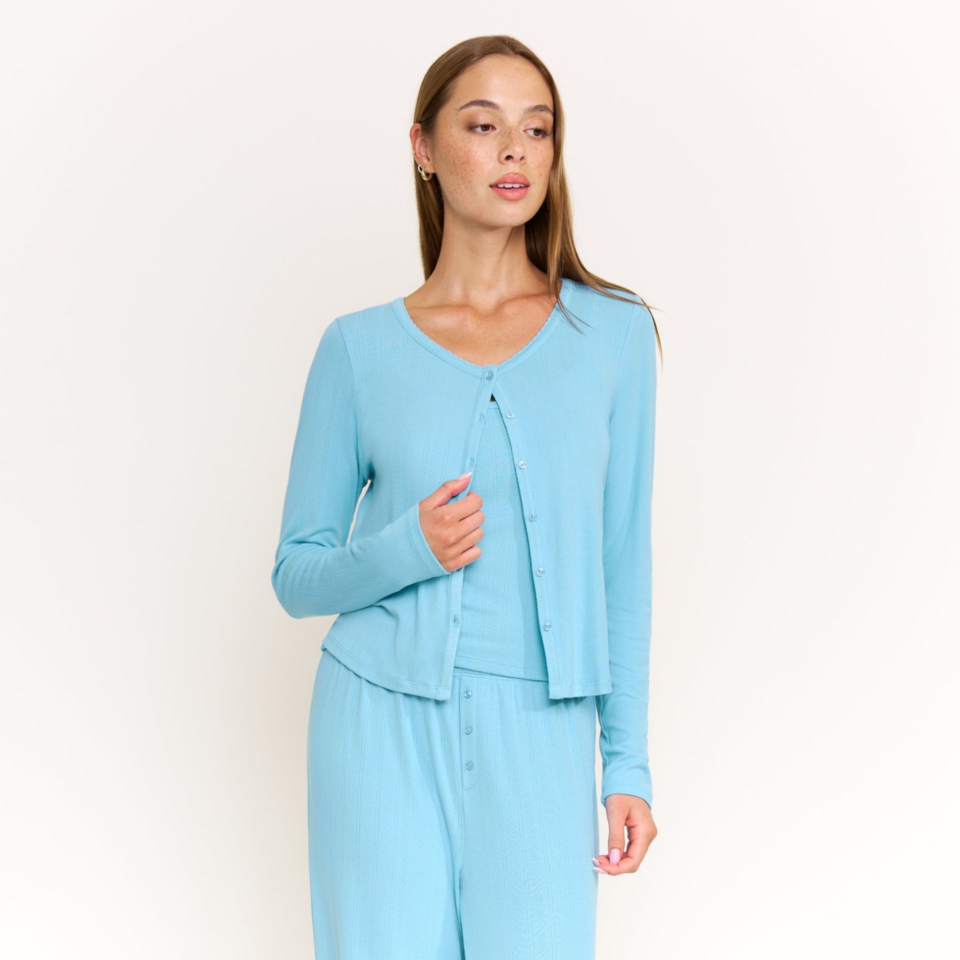Blissful Cardigan in Ocean - -