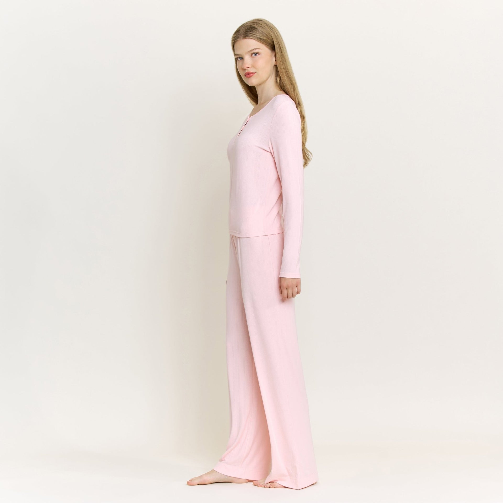 Blissful Long Henley Set in Flora - Honeydew - XS