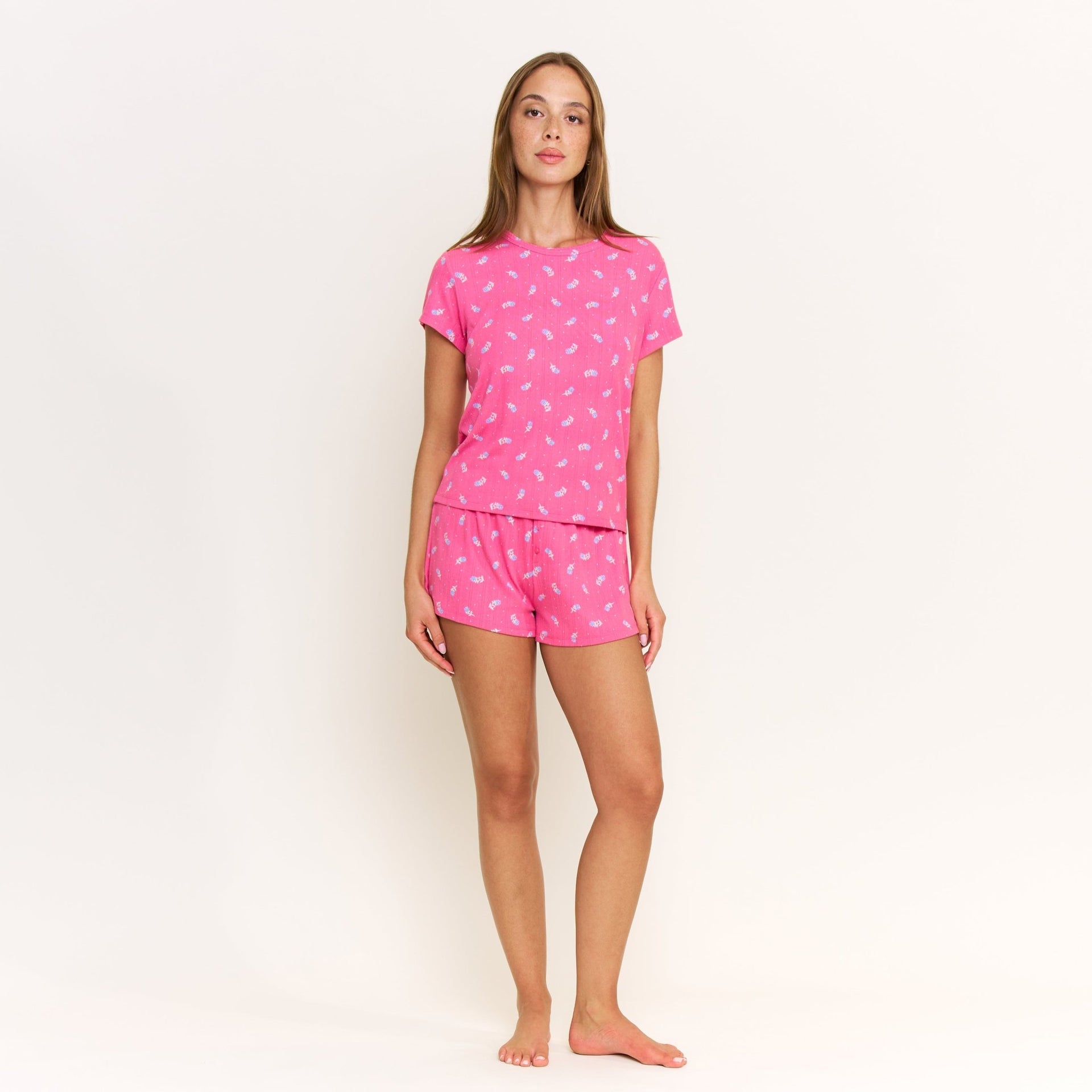 Blissful Shortie Set in Fuchsia Wild Rose - -